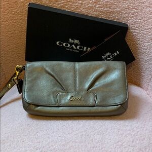 Coach Silver Wristlet Clutch